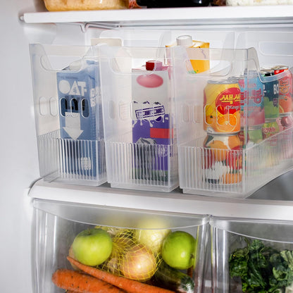 3 Pack Freezer Organizer Bins with Wheels, Clear Plastic Pantry Storage Organizer with Handle, Tall Narrow Kitchen Organization Rolling Bins for Fridge, Cabinet, Bathroom, Under Sink, Office