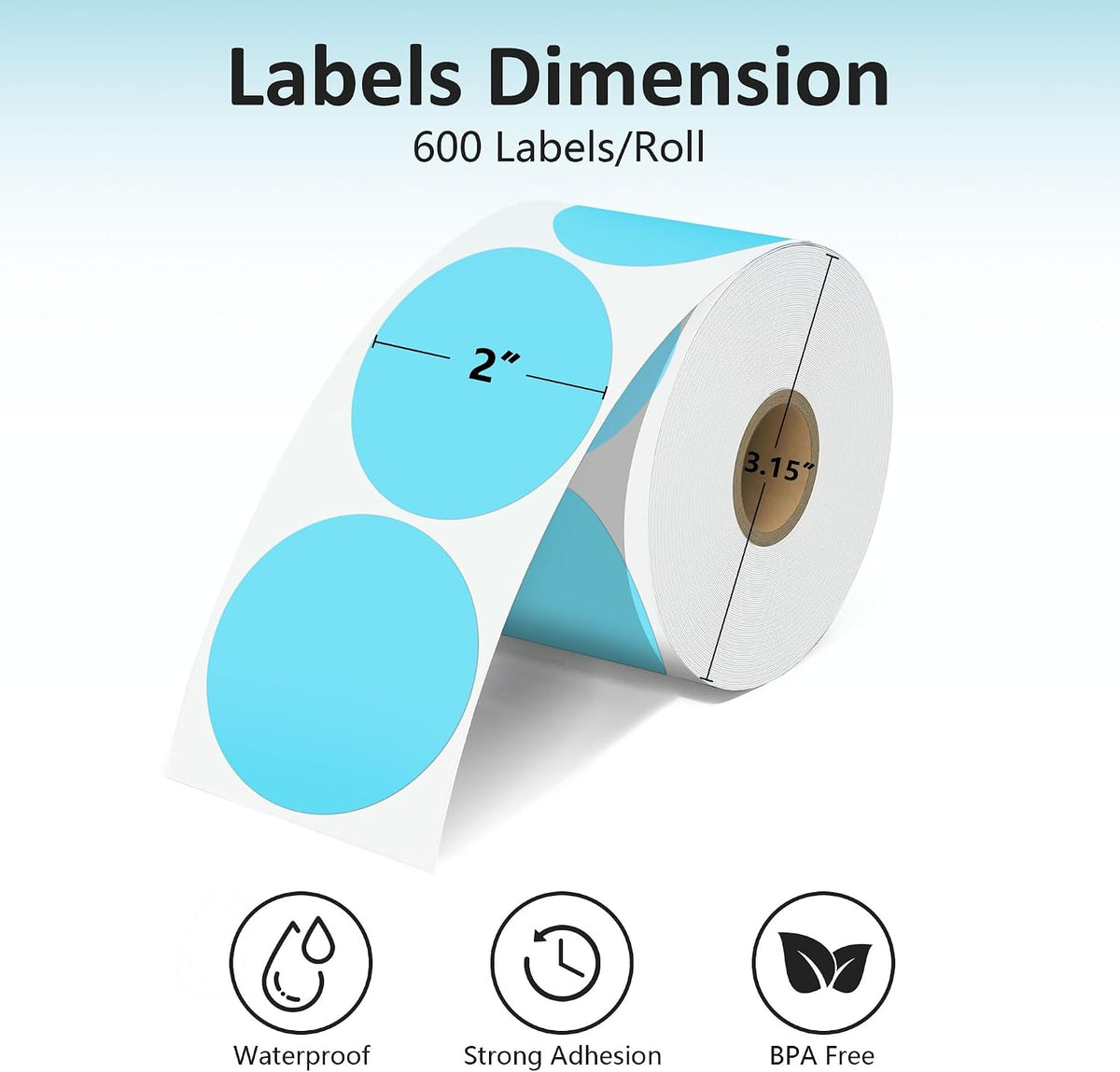 2'' Clear Thermal Labels - 500pcs Round Thermal Printer Labels, Waterproof Thermal Printer Stickers for Logo Design, Name/Price Tag, Thanks Card, Address, QR Code, 500 Labels/Roll (Clear)