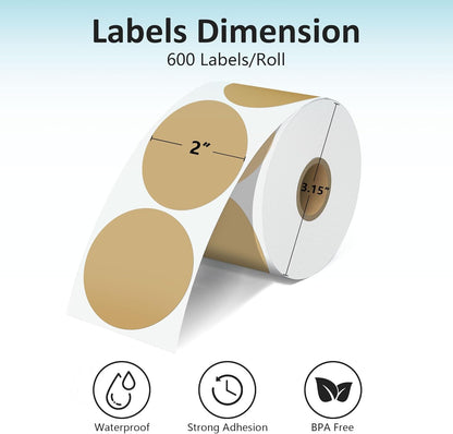 2'' Clear Thermal Labels - 500pcs Round Thermal Printer Labels, Waterproof Thermal Printer Stickers for Logo Design, Name/Price Tag, Thanks Card, Address, QR Code, 500 Labels/Roll (Clear)