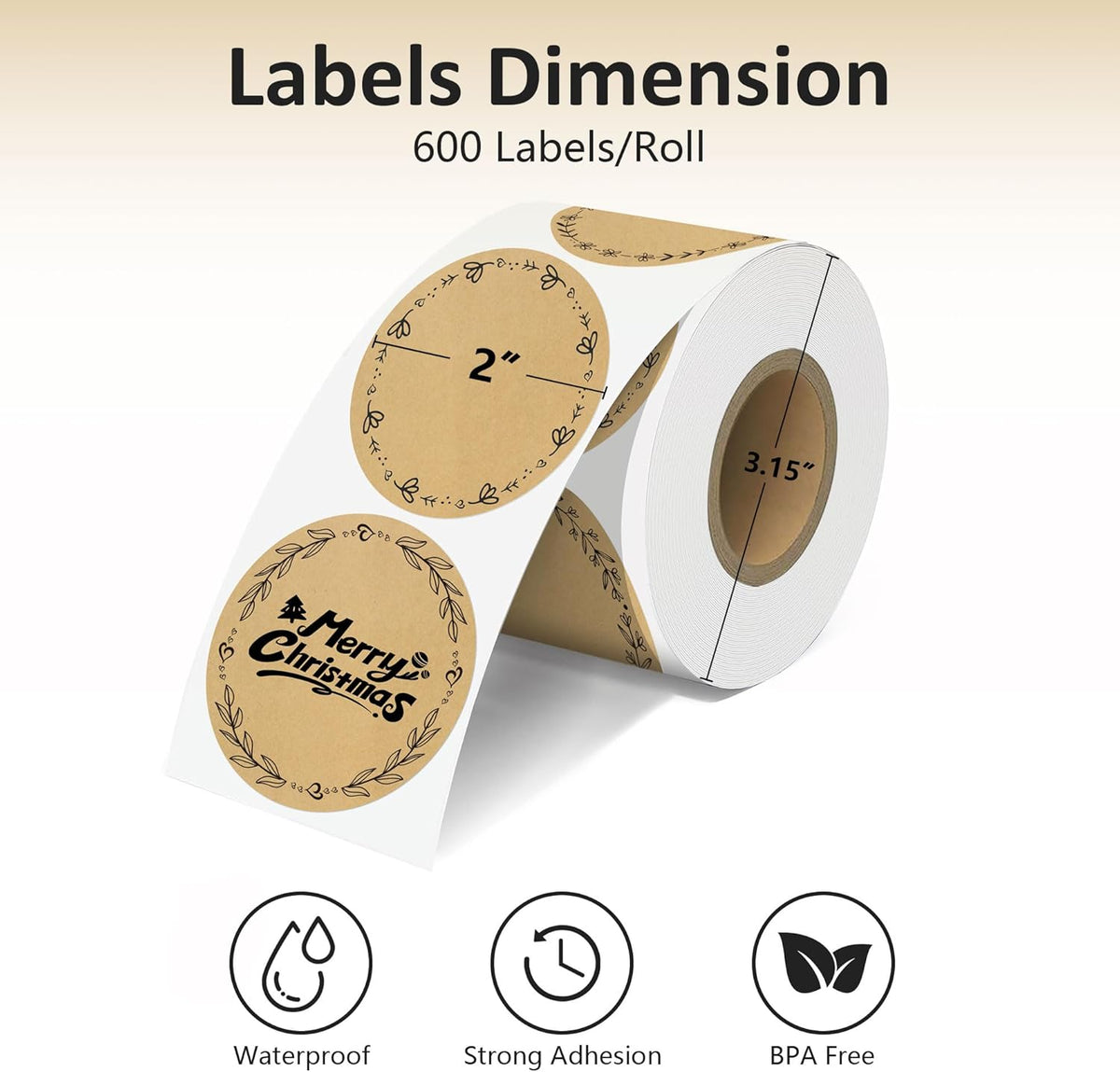 2'' Clear Thermal Labels - 500pcs Round Thermal Printer Labels, Waterproof Thermal Printer Stickers for Logo Design, Name/Price Tag, Thanks Card, Address, QR Code, 500 Labels/Roll (Clear)