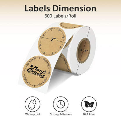 2'' Clear Thermal Labels - 500pcs Round Thermal Printer Labels, Waterproof Thermal Printer Stickers for Logo Design, Name/Price Tag, Thanks Card, Address, QR Code, 500 Labels/Roll (Clear)