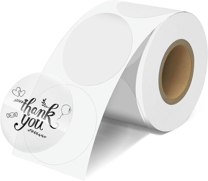 2'' Clear Thermal Labels - 500pcs Round Thermal Printer Labels, Waterproof Thermal Printer Stickers for Logo Design, Name/Price Tag, Thanks Card, Address, QR Code, 500 Labels/Roll (Clear)