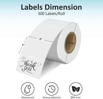 2'' Clear Thermal Labels - 500pcs Round Thermal Printer Labels, Waterproof Thermal Printer Stickers for Logo Design, Name/Price Tag, Thanks Card, Address, QR Code, 500 Labels/Roll (Clear)