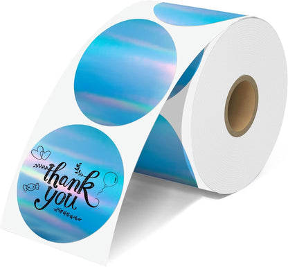 2'' Clear Thermal Labels - 500pcs Round Thermal Printer Labels, Waterproof Thermal Printer Stickers for Logo Design, Name/Price Tag, Thanks Card, Address, QR Code, 500 Labels/Roll (Clear)