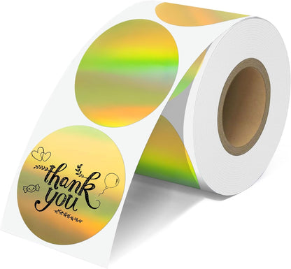 2'' Clear Thermal Labels - 500pcs Round Thermal Printer Labels, Waterproof Thermal Printer Stickers for Logo Design, Name/Price Tag, Thanks Card, Address, QR Code, 500 Labels/Roll (Clear)