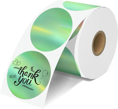 2'' Clear Thermal Labels - 500pcs Round Thermal Printer Labels, Waterproof Thermal Printer Stickers for Logo Design, Name/Price Tag, Thanks Card, Address, QR Code, 500 Labels/Roll (Clear)