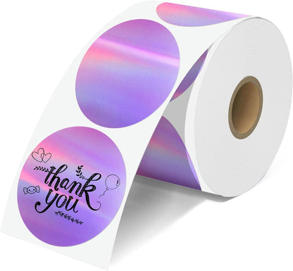 2'' Clear Thermal Labels - 500pcs Round Thermal Printer Labels, Waterproof Thermal Printer Stickers for Logo Design, Name/Price Tag, Thanks Card, Address, QR Code, 500 Labels/Roll (Clear)