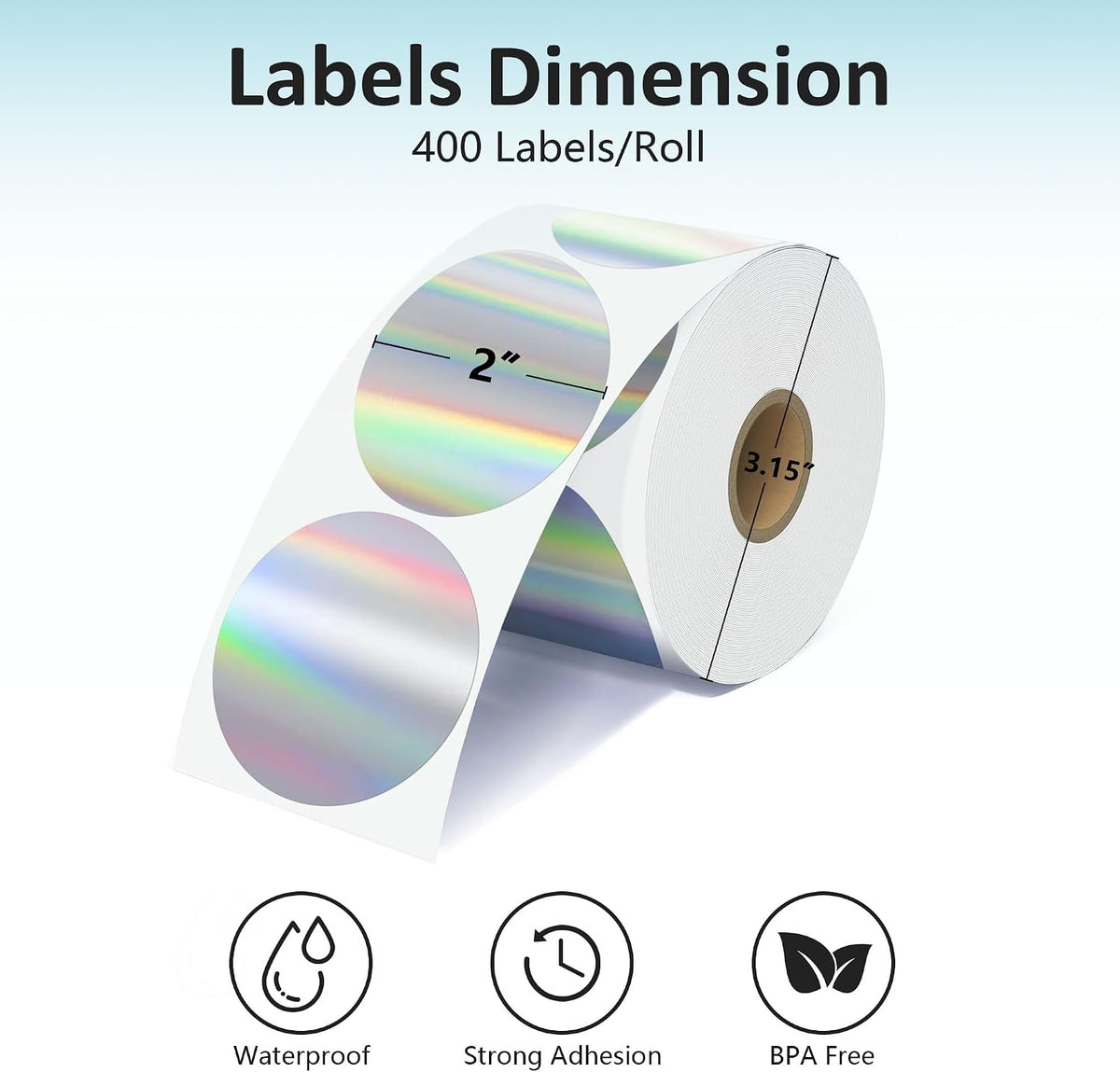2'' Clear Thermal Labels - 500pcs Round Thermal Printer Labels, Waterproof Thermal Printer Stickers for Logo Design, Name/Price Tag, Thanks Card, Address, QR Code, 500 Labels/Roll (Clear)