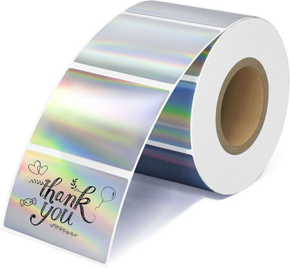 2'' Clear Thermal Labels - 500pcs Round Thermal Printer Labels, Waterproof Thermal Printer Stickers for Logo Design, Name/Price Tag, Thanks Card, Address, QR Code, 500 Labels/Roll (Clear)