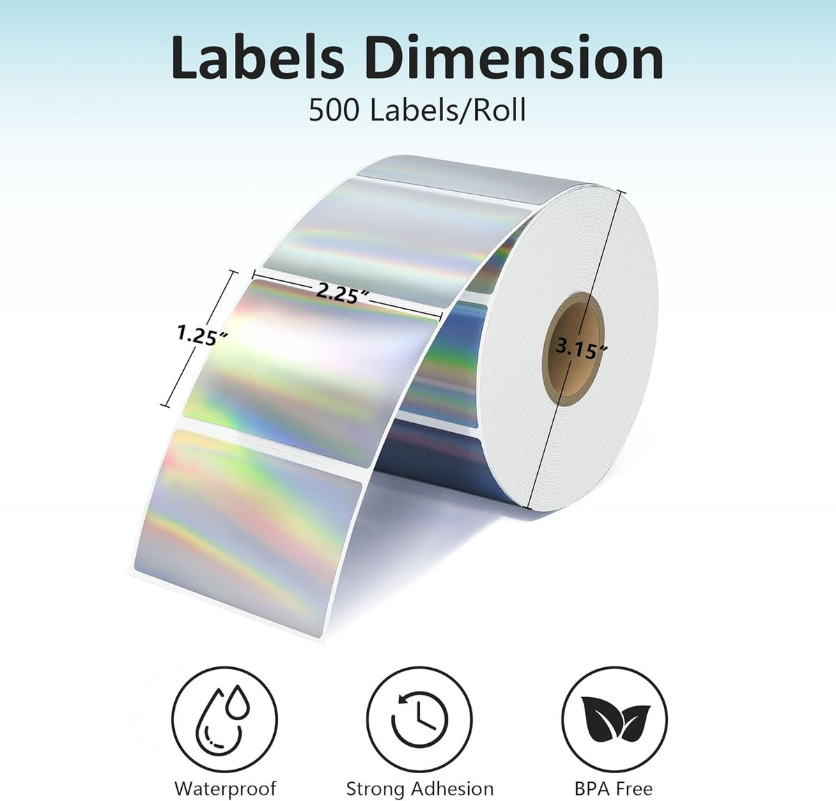 2'' Clear Thermal Labels - 500pcs Round Thermal Printer Labels, Waterproof Thermal Printer Stickers for Logo Design, Name/Price Tag, Thanks Card, Address, QR Code, 500 Labels/Roll (Clear)