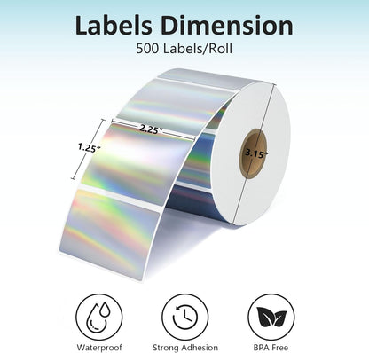 2'' Clear Thermal Labels - 500pcs Round Thermal Printer Labels, Waterproof Thermal Printer Stickers for Logo Design, Name/Price Tag, Thanks Card, Address, QR Code, 500 Labels/Roll (Clear)