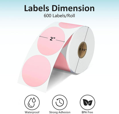 2'' Clear Thermal Labels - 500pcs Round Thermal Printer Labels, Waterproof Thermal Printer Stickers for Logo Design, Name/Price Tag, Thanks Card, Address, QR Code, 500 Labels/Roll (Clear)