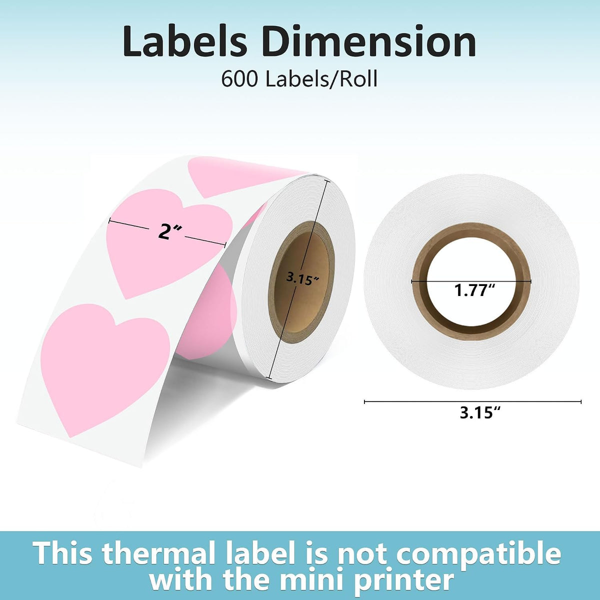 2'' Clear Thermal Labels - 500pcs Round Thermal Printer Labels, Waterproof Thermal Printer Stickers for Logo Design, Name/Price Tag, Thanks Card, Address, QR Code, 500 Labels/Roll (Clear)