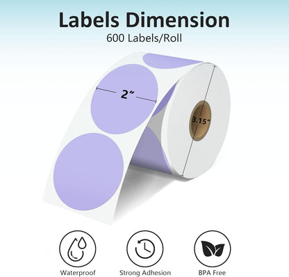 2'' Clear Thermal Labels - 500pcs Round Thermal Printer Labels, Waterproof Thermal Printer Stickers for Logo Design, Name/Price Tag, Thanks Card, Address, QR Code, 500 Labels/Roll (Clear)