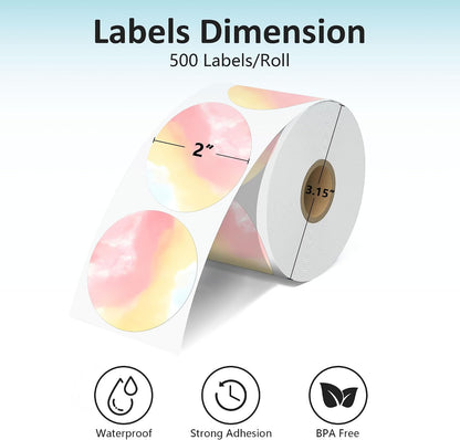2'' Clear Thermal Labels - 500pcs Round Thermal Printer Labels, Waterproof Thermal Printer Stickers for Logo Design, Name/Price Tag, Thanks Card, Address, QR Code, 500 Labels/Roll (Clear)