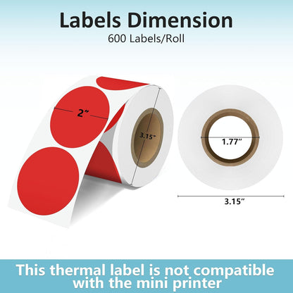 2'' Clear Thermal Labels - 500pcs Round Thermal Printer Labels, Waterproof Thermal Printer Stickers for Logo Design, Name/Price Tag, Thanks Card, Address, QR Code, 500 Labels/Roll (Clear)