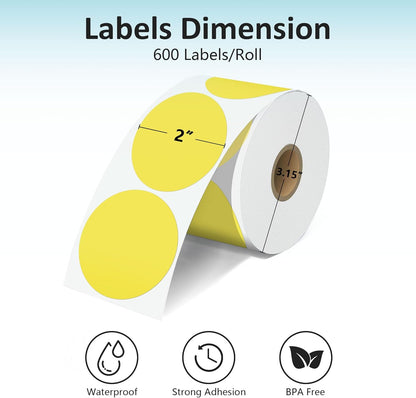 2'' Clear Thermal Labels - 500pcs Round Thermal Printer Labels, Waterproof Thermal Printer Stickers for Logo Design, Name/Price Tag, Thanks Card, Address, QR Code, 500 Labels/Roll (Clear)