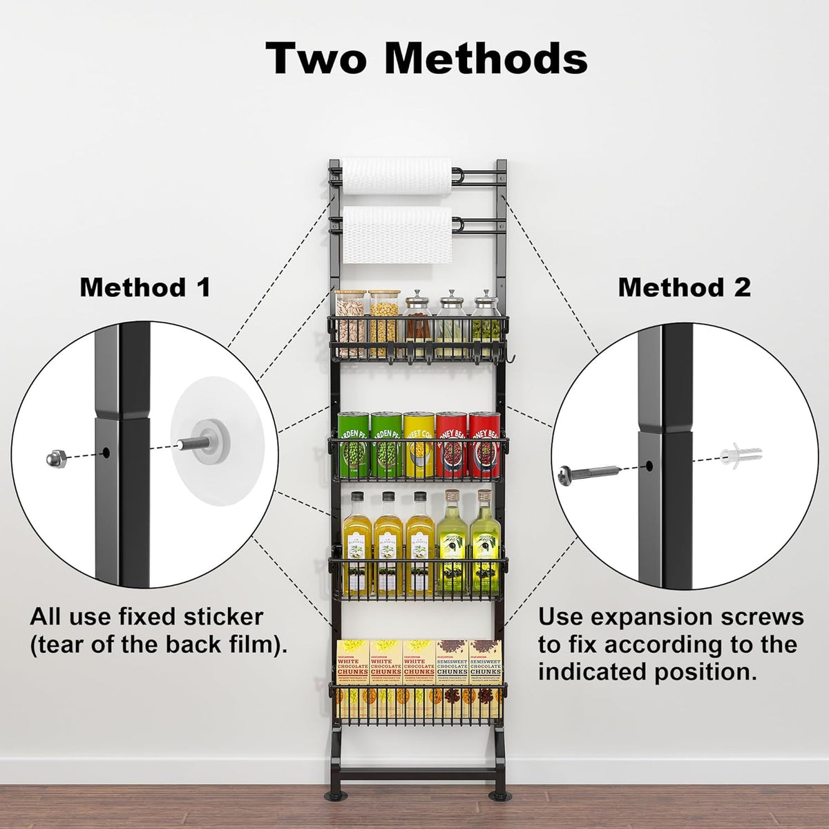 BUKFEN 6-Tier Slim Corner Shelf, Spice Rack Next to Fridge Slim, Narrow Storage Cabinet Organizer for Kitchen, Bathroom, Laundry Room