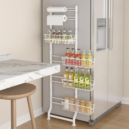 BUKFEN 6-Tier Slim Corner Shelf, Spice Rack Next to Fridge Slim, Narrow Storage Cabinet Organizer for Kitchen, Bathroom, Laundry Room
