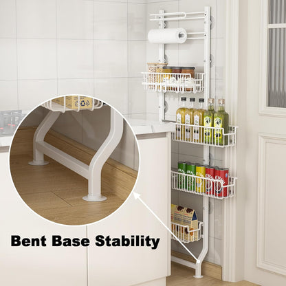 BUKFEN 6-Tier Slim Corner Shelf, Spice Rack Next to Fridge Slim, Narrow Storage Cabinet Organizer for Kitchen, Bathroom, Laundry Room