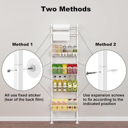 BUKFEN 6-Tier Slim Corner Shelf, Spice Rack Next to Fridge Slim, Narrow Storage Cabinet Organizer for Kitchen, Bathroom, Laundry Room