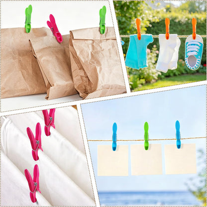 Colored Plastic Clothespins Heavy Duty Laundry Clips with Springs Non-Slip Clothes Pegs for Hanging Clothes Towels Crafts Picture Photo Food Package Clips