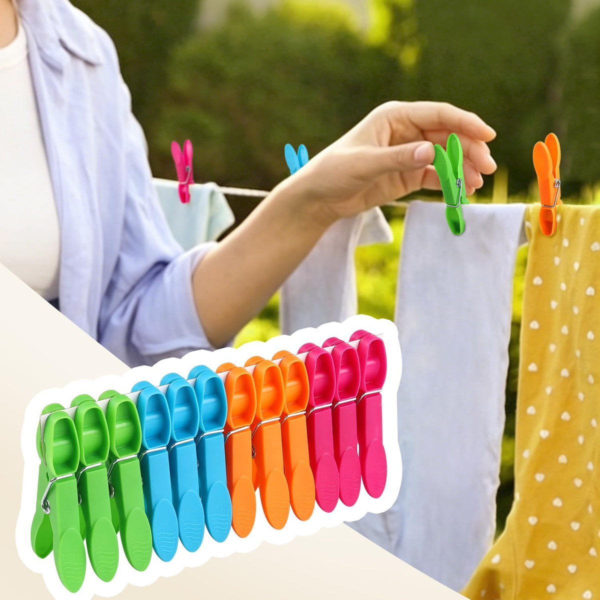 Colored Plastic Clothespins Heavy Duty Laundry Clips with Springs Non-Slip Clothes Pegs for Hanging Clothes Towels Crafts Picture Photo Food Package Clips