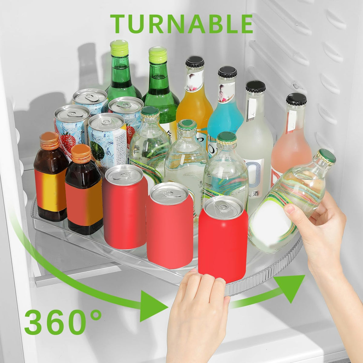 Lazy Susan Turntable Organizer for Large Refrigerator, 360° Rotate Fridge Organizers and Storage, 16.54 Inches Rectangle Lazy Susan Organizer for Fridge, Cabinet, Pantry,1