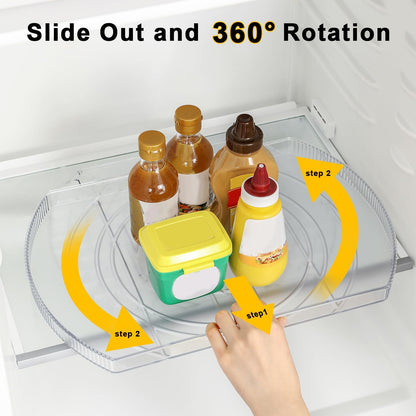 Lazy Susan Turntable Organizer for Large Refrigerator, 360° Rotate Fridge Organizers and Storage, 16.54 Inches Rectangle Lazy Susan Organizer for Fridge, Cabinet, Pantry,1