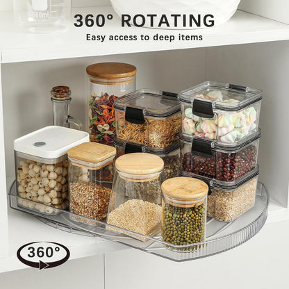 Lazy Susan Turntable Organizer for Large Refrigerator, 360° Rotate Fridge Organizers and Storage, 16.54 Inches Rectangle Lazy Susan Organizer for Fridge, Cabinet, Pantry,1