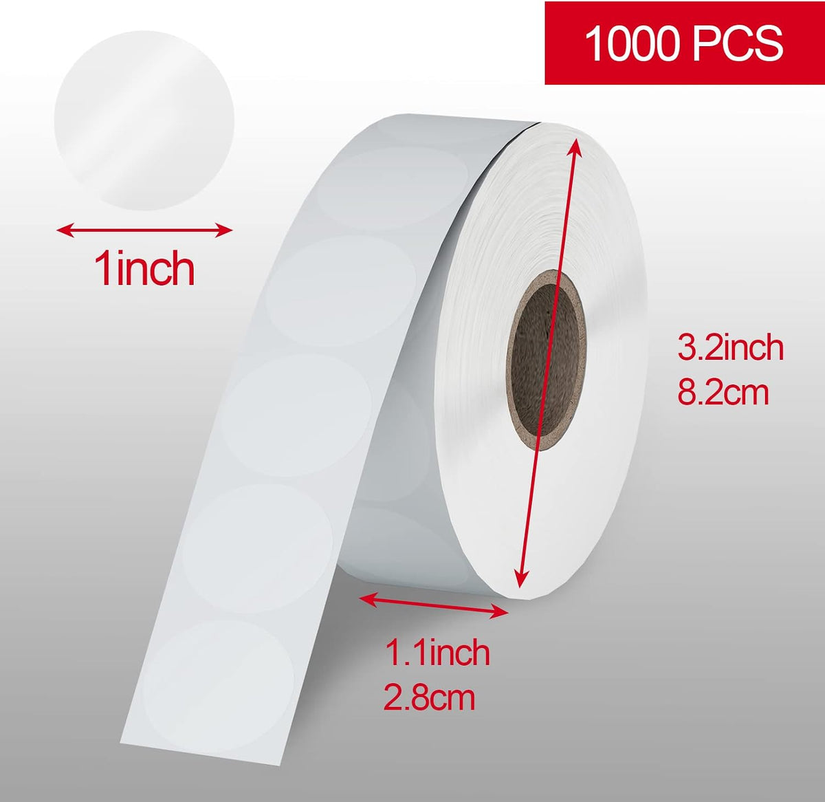 1" Clear Circle Stickers (1000 Pcs), Transparent Self-Adhesive Seals for Envelope, Cosmetic Box, Gift Bag, Mail, PVC Material, Round Wafer Package Seals