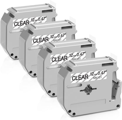 M-K231 M Tape Replace for Brother P-Touch M-K231s MK231 M-231 M231 | PTM95 Label Tape 12mm 0.47 White Non-Laminated for Brother PT-M95 PT-65 PT-45 PT-70 PT85 PT90 Label Maker Refills, 4-Pack