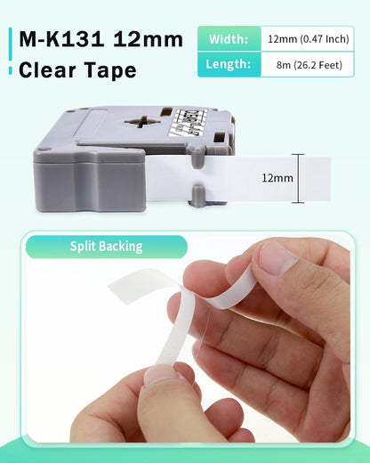 M-K231 M Tape Replace for Brother P-Touch M-K231s MK231 M-231 M231 | PTM95 Label Tape 12mm 0.47 White Non-Laminated for Brother PT-M95 PT-65 PT-45 PT-70 PT85 PT90 Label Maker Refills, 4-Pack