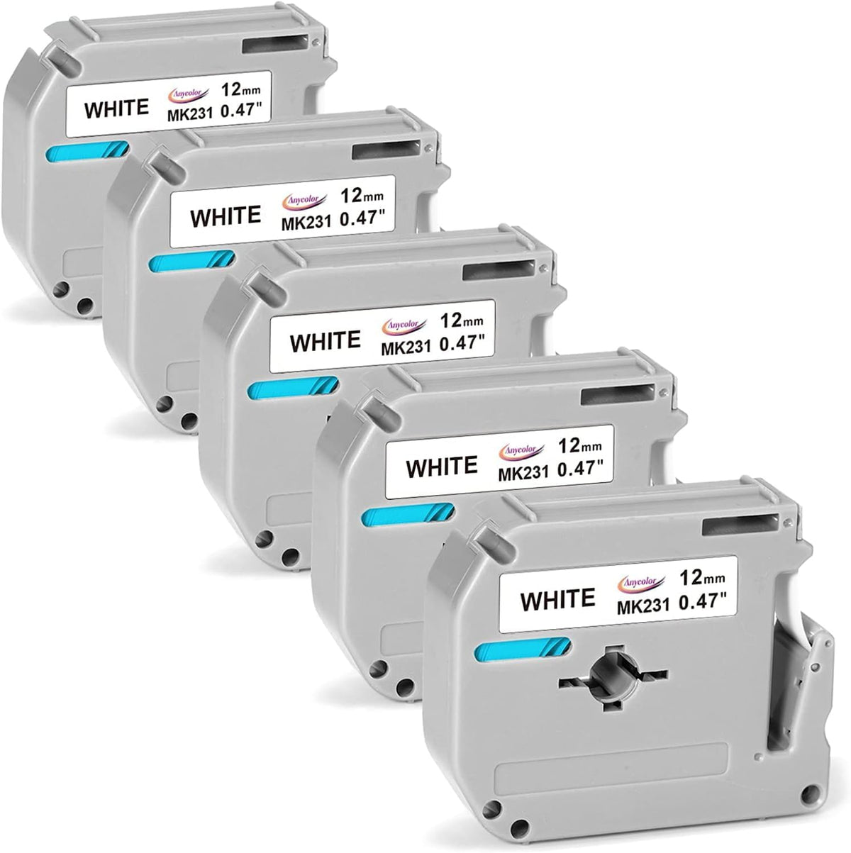 M-K231 M Tape Replace for Brother P-Touch M-K231s MK231 M-231 M231 | PTM95 Label Tape 12mm 0.47 White Non-Laminated for Brother PT-M95 PT-65 PT-45 PT-70 PT85 PT90 Label Maker Refills, 4-Pack