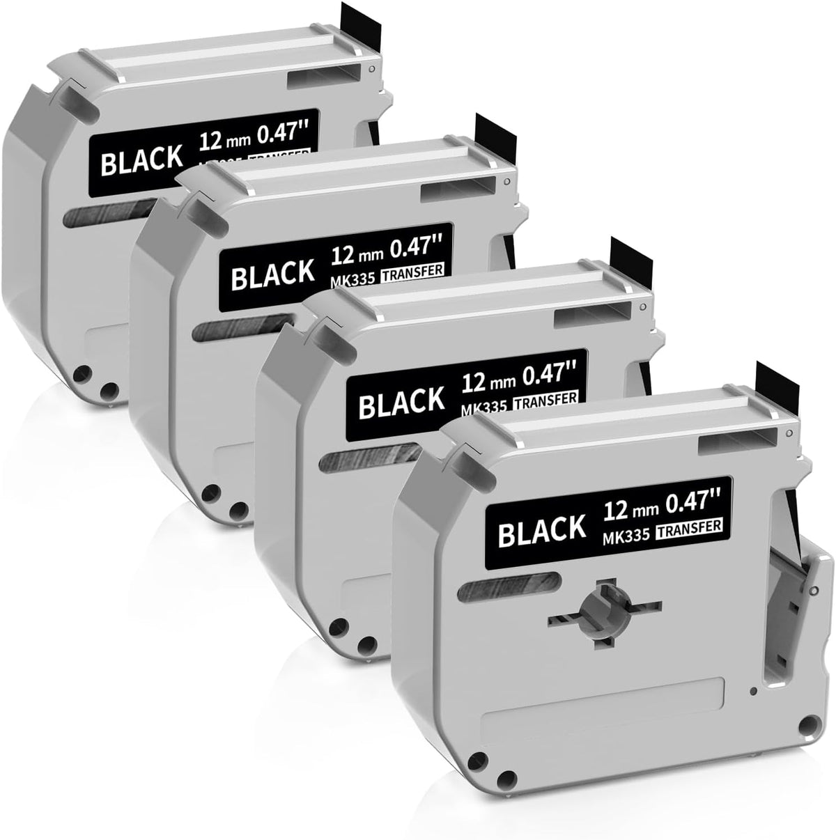 M-K231 M Tape Replace for Brother P-Touch M-K231s MK231 M-231 M231 | PTM95 Label Tape 12mm 0.47 White Non-Laminated for Brother PT-M95 PT-65 PT-45 PT-70 PT85 PT90 Label Maker Refills, 4-Pack
