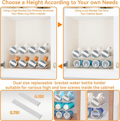 2 Tier Water Bottle Holder for Cabinet,Acrylic Wine Rack and Stackable Water Bottle Organizer for Pantry - Waterbottle Organizer for 40 oz Stanley Cup Holder and Other Tumbler Organizers
