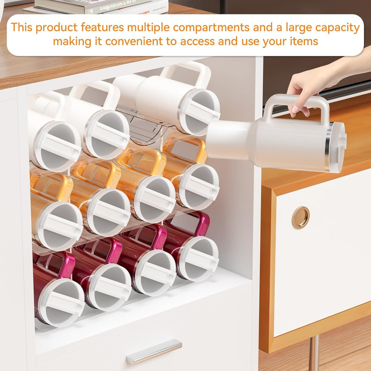 2 Tier Water Bottle Holder for Cabinet,Acrylic Wine Rack and Stackable Water Bottle Organizer for Pantry - Waterbottle Organizer for 40 oz Stanley Cup Holder and Other Tumbler Organizers