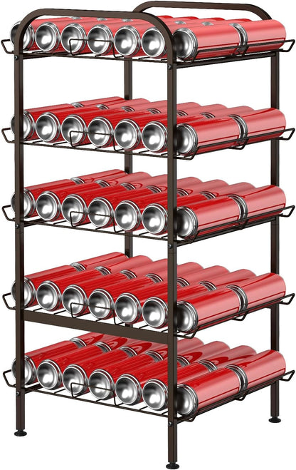 5 Tier Water Bottle Organizer Vertical Free Standing Storage Shelf Metal Beverage Rack Dispenser Large Capacity Bottled Water Holder Stand for Kitchen Party Pantry, Bronze