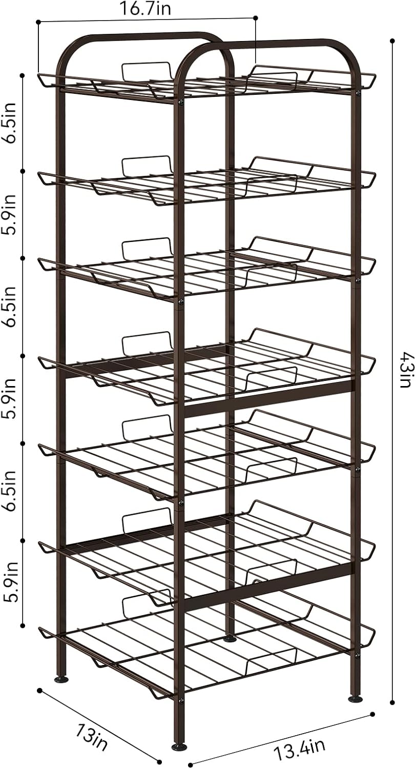 5 Tier Water Bottle Organizer Vertical Free Standing Storage Shelf Metal Beverage Rack Dispenser Large Capacity Bottled Water Holder Stand for Kitchen Party Pantry, Bronze