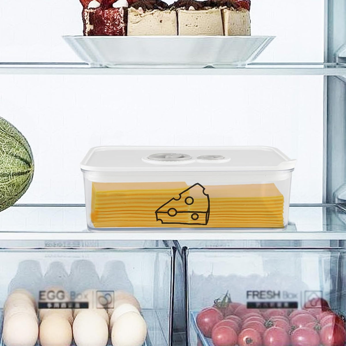 2 Pcs Cheese Container for Refrigerator,Cream Cheeses Storage Box,Cheese Keeper with Airtight Lid and Time Recording,BPA-Free Kitchen Storage Organizer Sliced,Grated,Cheddar Cheeses Saver