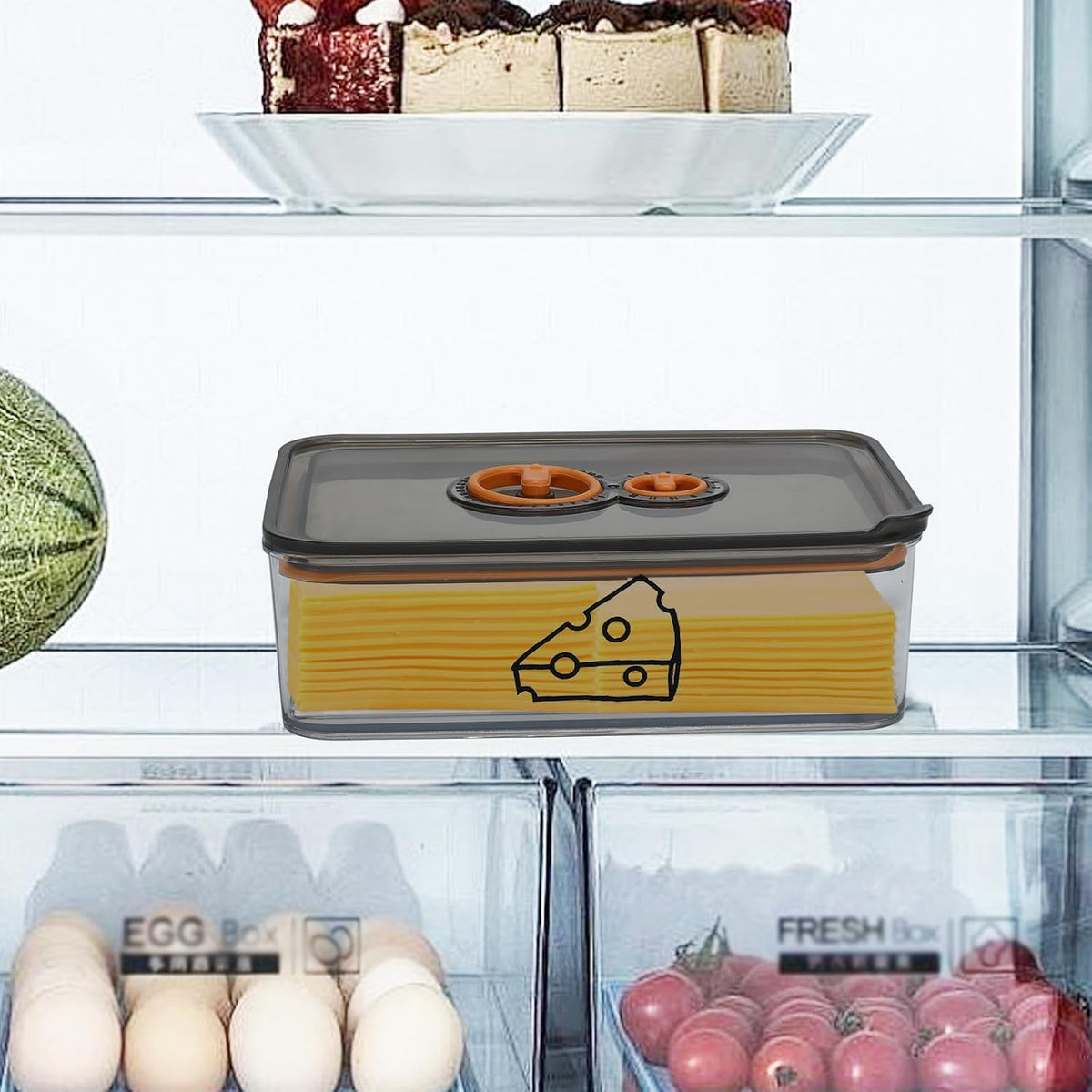2 Pcs Cheese Container for Refrigerator,Cream Cheeses Storage Box,Cheese Keeper with Airtight Lid and Time Recording,BPA-Free Kitchen Storage Organizer Sliced,Grated,Cheddar Cheeses Saver