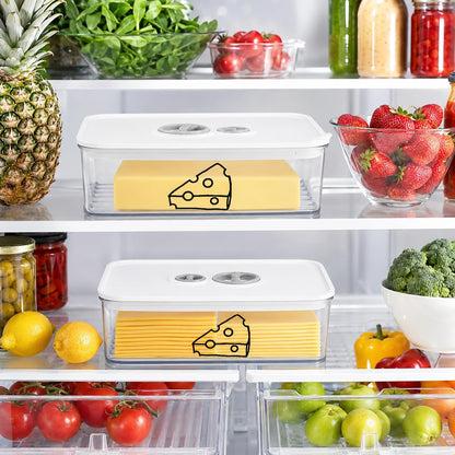 2 Pcs Cheese Container for Refrigerator,Cream Cheeses Storage Box,Cheese Keeper with Airtight Lid and Time Recording,BPA-Free Kitchen Storage Organizer Sliced,Grated,Cheddar Cheeses Saver