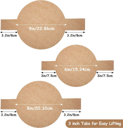 120 Pcs Round Parchment Paper Precut Cake Pan Liners with Lift Tabs