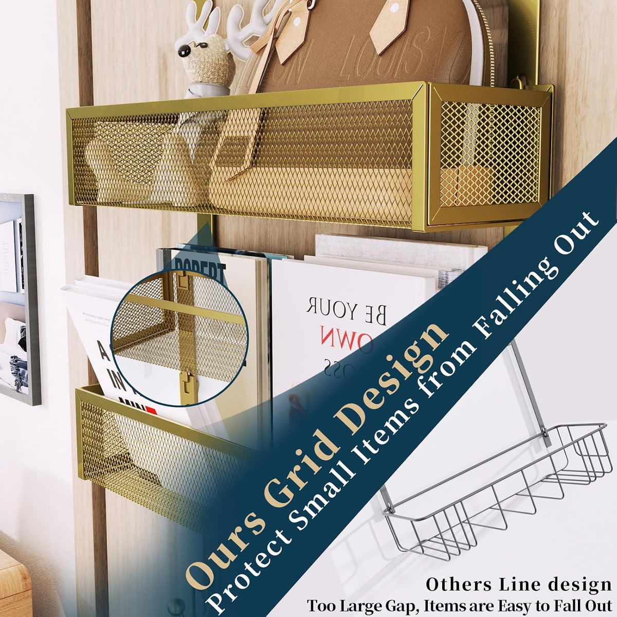 Over The Door Hooks Organizer - 3 Tier Door Hanger with 9 Coat Hooks & 2 Mesh Basket, Back Storage Organizer Hanging Towels for Bathroom, Bedroom, Black