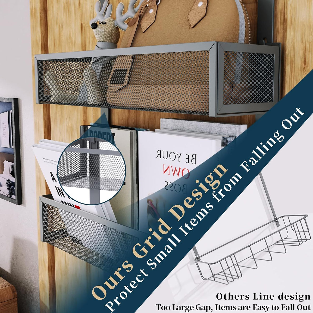 Over The Door Hooks Organizer - 3 Tier Door Hanger with 9 Coat Hooks & 2 Mesh Basket, Back Storage Organizer Hanging Towels for Bathroom, Bedroom, Black