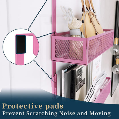 Over The Door Hooks Organizer - 3 Tier Door Hanger with 9 Coat Hooks & 2 Mesh Basket, Back Storage Organizer Hanging Towels for Bathroom, Bedroom, Black
