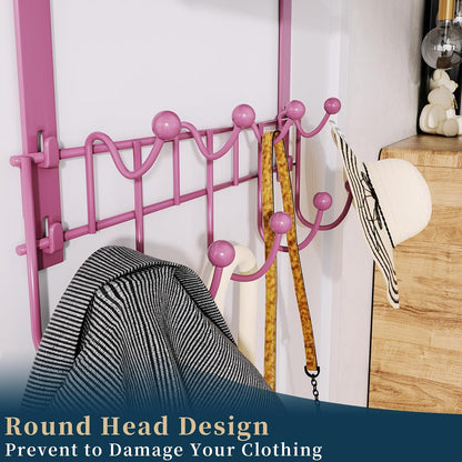 Over The Door Hooks Organizer - 3 Tier Door Hanger with 9 Coat Hooks & 2 Mesh Basket, Back Storage Organizer Hanging Towels for Bathroom, Bedroom, Black