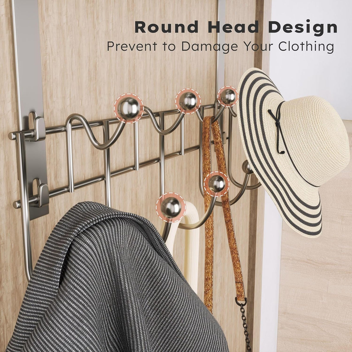 Over The Door Hooks Organizer - 3 Tier Door Hanger with 9 Coat Hooks & 2 Mesh Basket, Back Storage Organizer Hanging Towels for Bathroom, Bedroom, Black