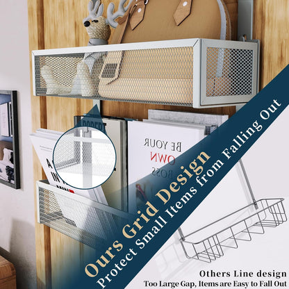 Over The Door Hooks Organizer - 3 Tier Door Hanger with 9 Coat Hooks & 2 Mesh Basket, Back Storage Organizer Hanging Towels for Bathroom, Bedroom, Black