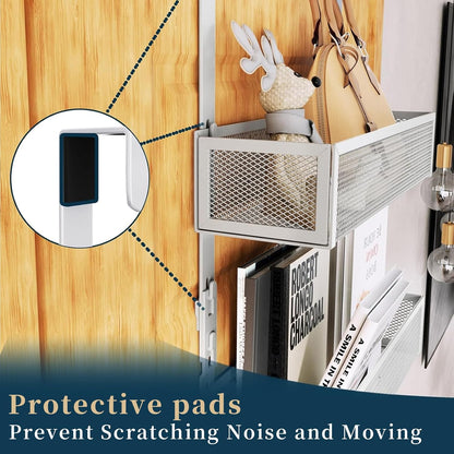 Over The Door Hooks Organizer - 3 Tier Door Hanger with 9 Coat Hooks & 2 Mesh Basket, Back Storage Organizer Hanging Towels for Bathroom, Bedroom, Black